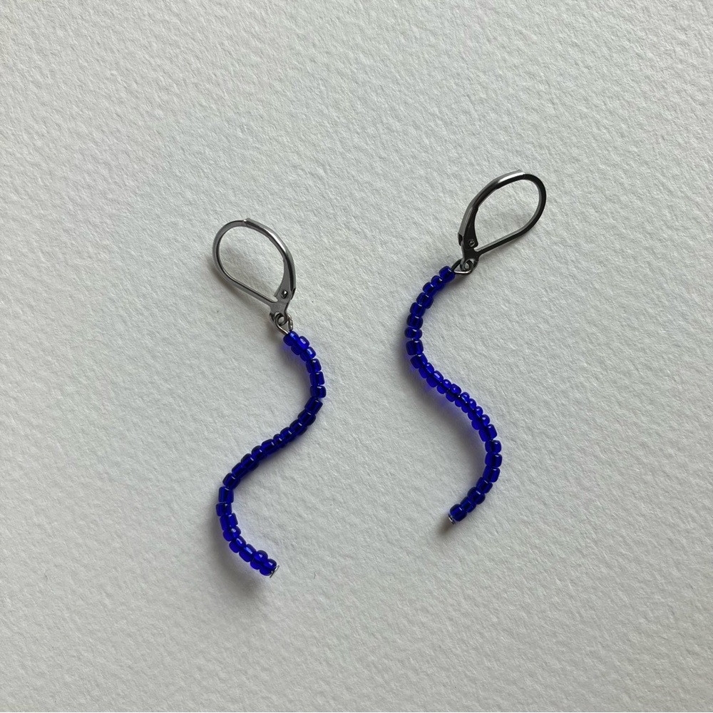 Blue Squiggly earrings